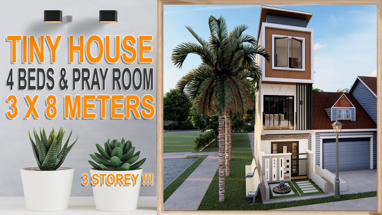 Solusi Rumah dalam Gang 3x8 4 Kamar Tidur Musholla | Tiny House 3x8 3 Storey | Casa 3x8