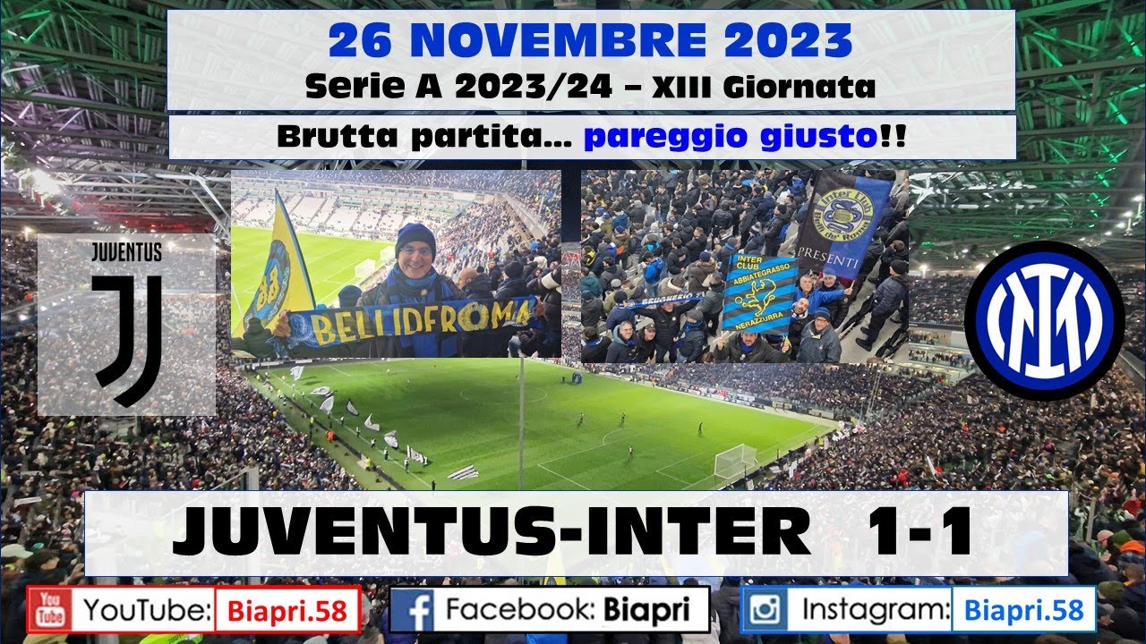 26.11.2023 JUVENTUS-INTER 1-1 ** BRUTTA PARTITA, PAREGGIO GIUSTO **  (Video Inter)