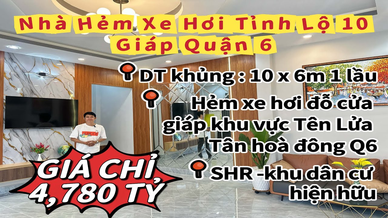 Quận Bình Tân - Nhà đẹp ngang khủng 10m hẻm xe hơi thông giáp Quận 6 và Tên Lửa .