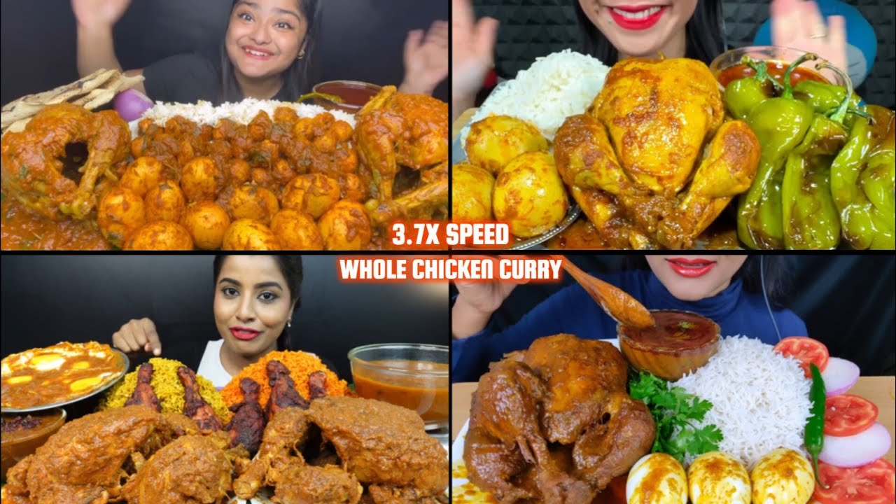 ASMR: Eating Whole Chicken Curry Eating Challenge 😍😋Egg curry tandoori chicken with rice Mukbang🤤