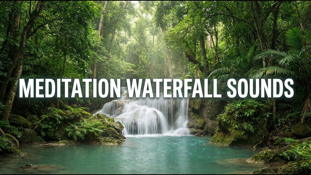 Rainforest Waterfall Ambience with Soft Piano for Insomnia and Overthinking at Night