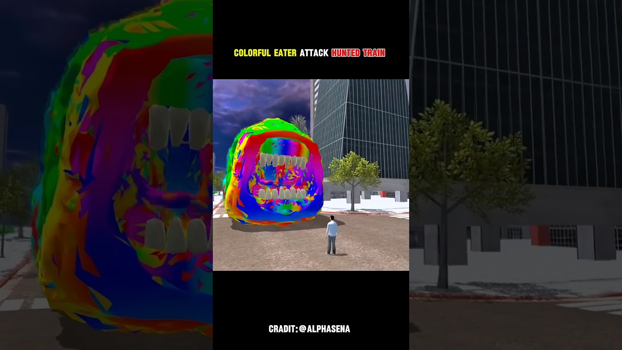 Rainbow Eater Monster attack Haunted Train in Indian Bikes Driving 3d 