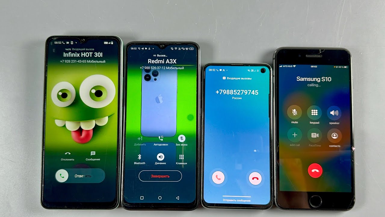 Incoming Outgoing Call Infinix C7 Ultra + Samsung Galaxy S10e + IPhone 8 Plus + Infinix HOT 30i