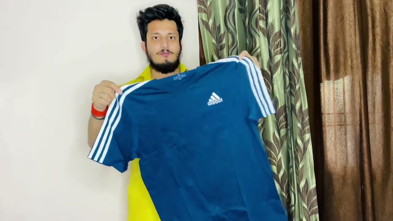 ADIDAS Solid Men Round Neck Blue T-Shirt // Unboxing & Review