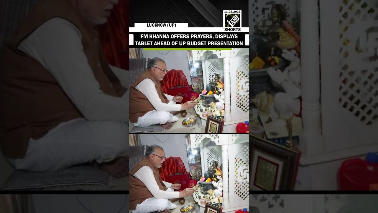 UP Finance Minister Suresh Khanna offers prayers, displays tablet ahead of Budget presentation