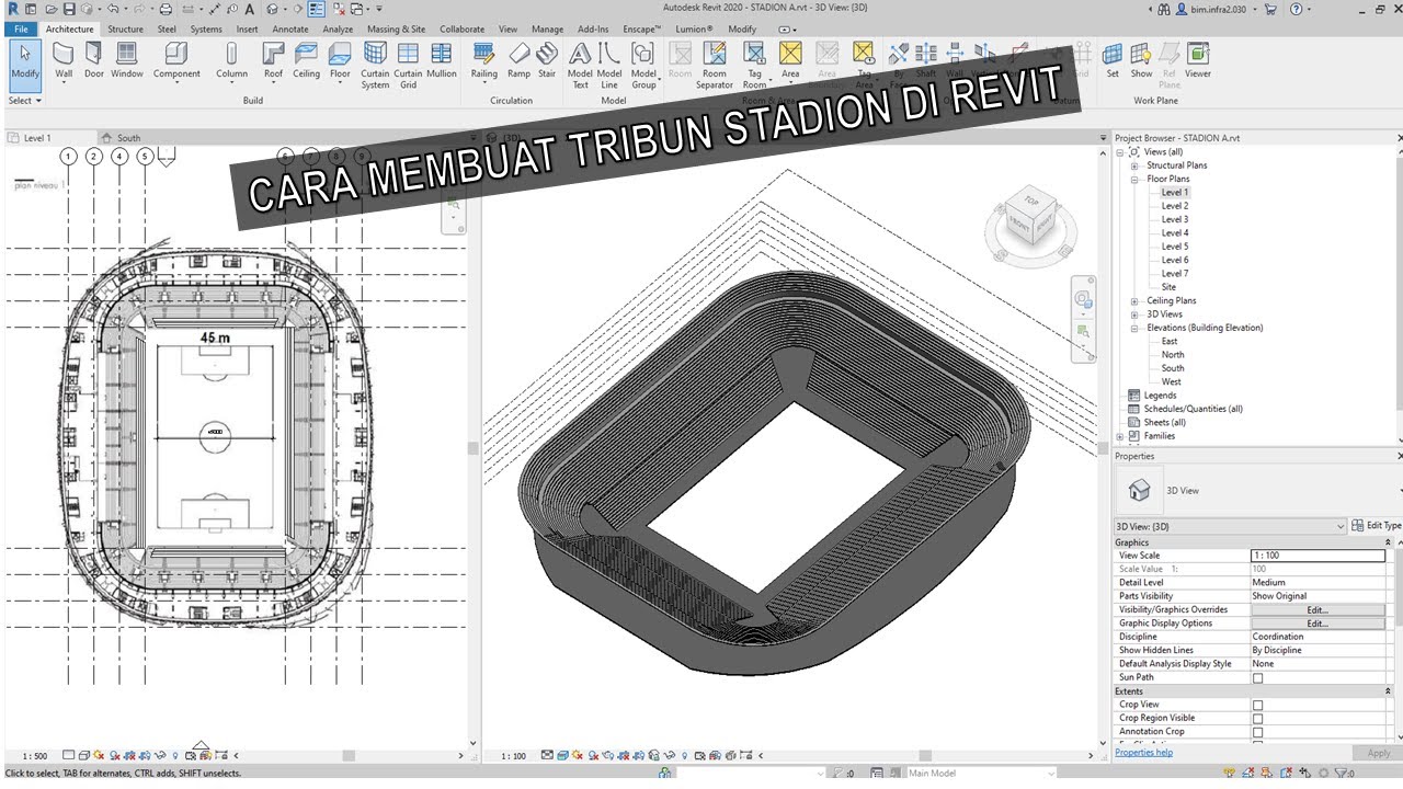 CARA MEMBUAT TRIBUN STADION DI REVIT || PART 1