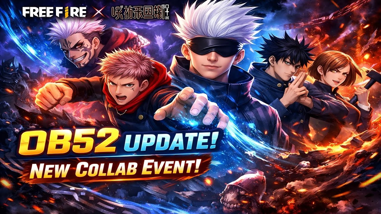 Free Fire OB52 Update New Event And Bundle's Free !! New Collab Event Jujutsu !! 