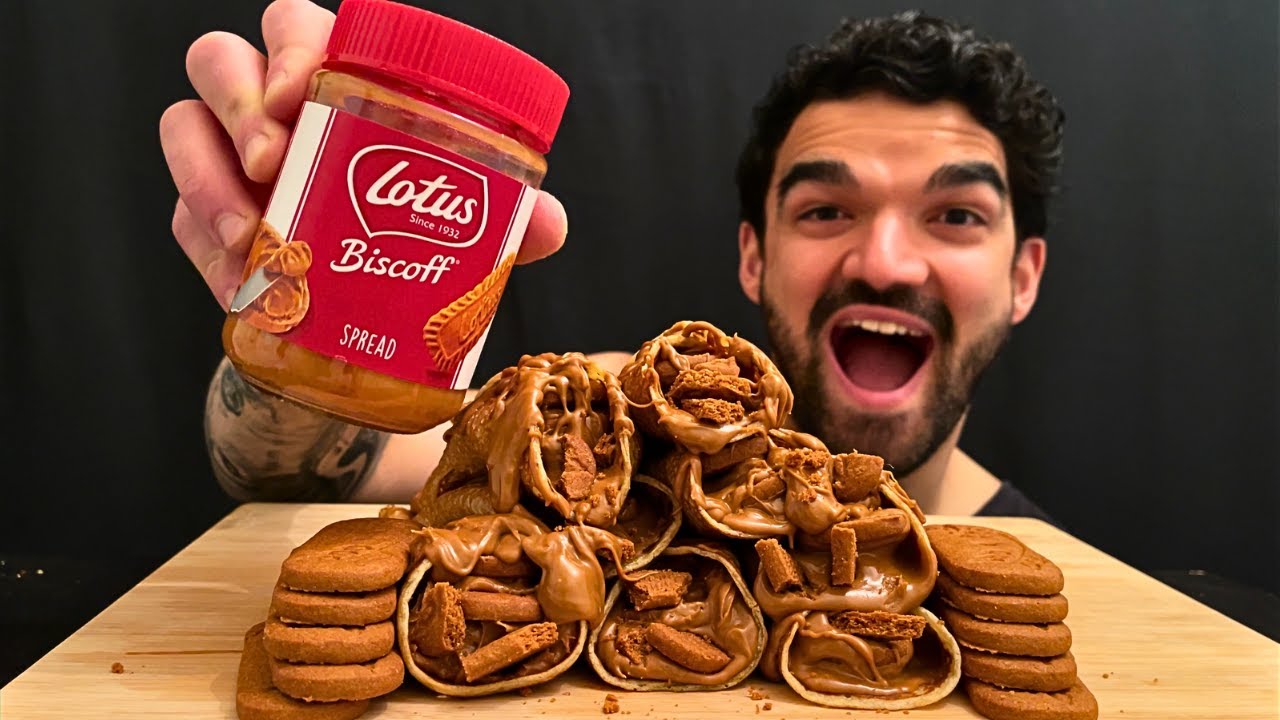 ASMR MUKBANG SWEET BISCOFF PANCAKES, BISCOFF COOKIES, CRUNCHY EATING SOUNDS 먹방, 달콤한 비스코프 팬케이크, 비스코프