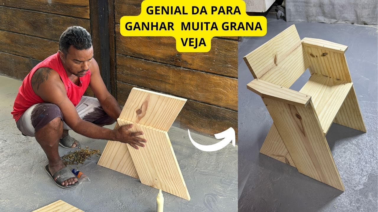 GENIAL TRANSFORMEI TABUAS DE PINUS NESSA CADEIRA DE LUXO  GANHE DINHEIRO COM ISSO