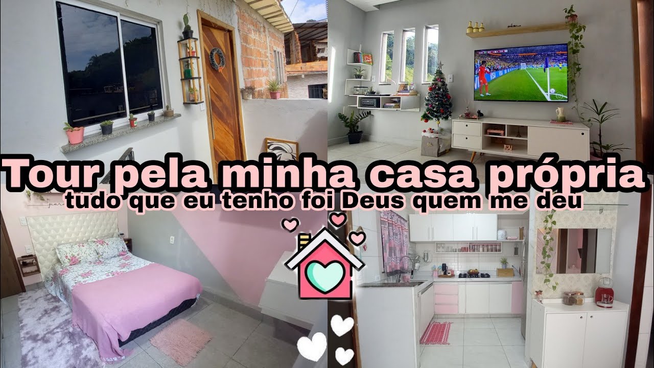 Tour pela minha casa própria de 5 comodos|| 56 metros quadrados|Tour pela minha cozinha rosa