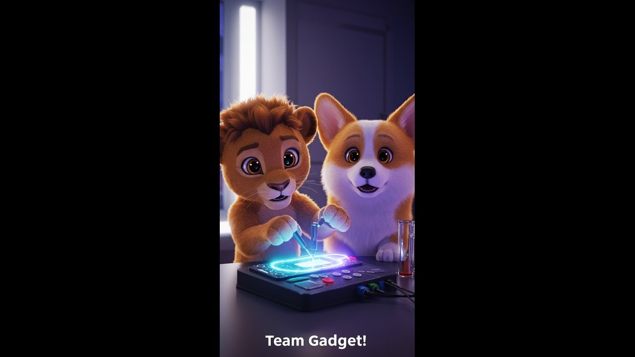 Lion Cub and Corgi Build a Super Gadget | Science