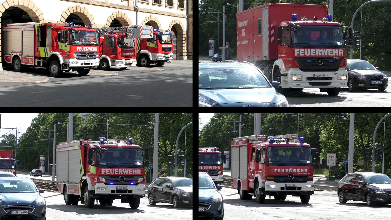 [katastrophale Rettungsgasse] Einsatzfahrten Chemnitz - BMA Kino - mit u.a. WLF und Löschzug🚒