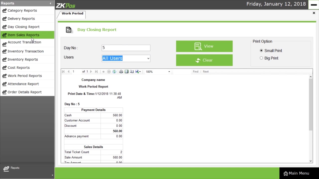 Tickets and Reporting   ZKTeco POS Machine by Purple Ocean