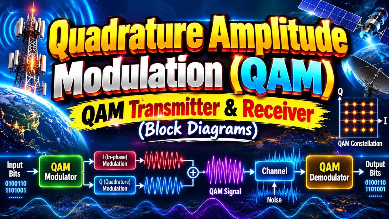 Quadrature Amplitude Modulation (QAM)/QAM Modulation/QAM Transmitter and Receiver/Block Diagram [HD]