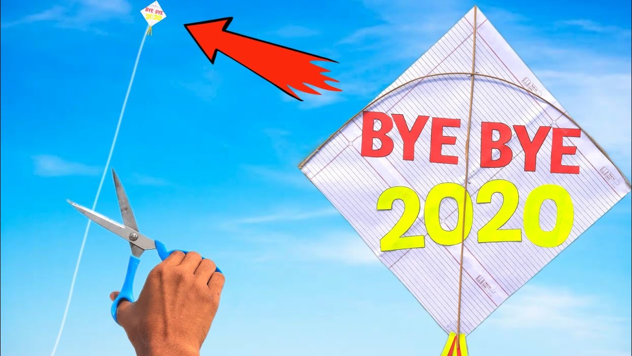 Bye Bye 2020 , last kite of 2020 year , how to make note book paper kite