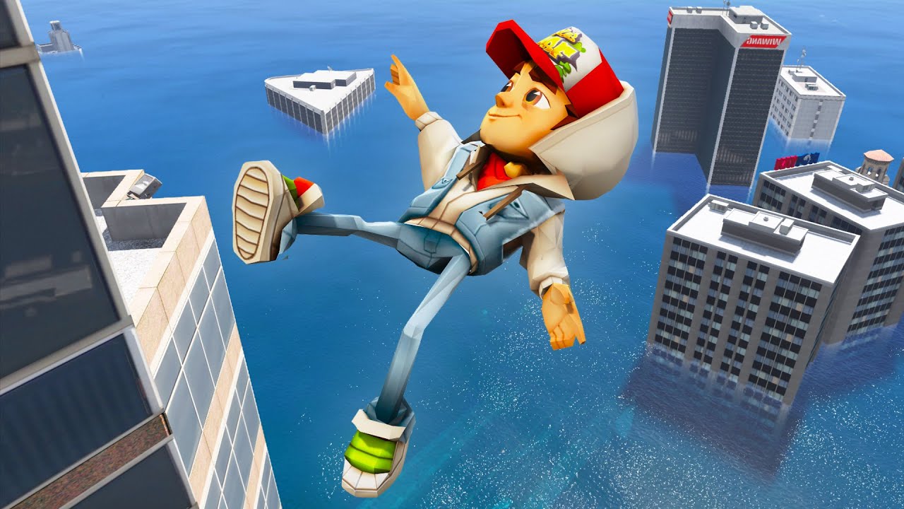 GTA 5 Ragdolls SUBWAY SURFERS Jumps/Fails (Euphoria Physics/Compilation) 91