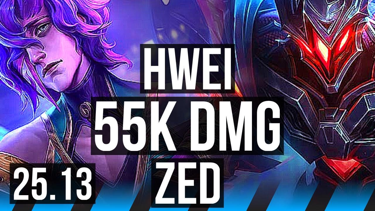 HWEI vs ZED (MID) | 5k comeback, 55k DMG, Godlike | KR Master | 25.13