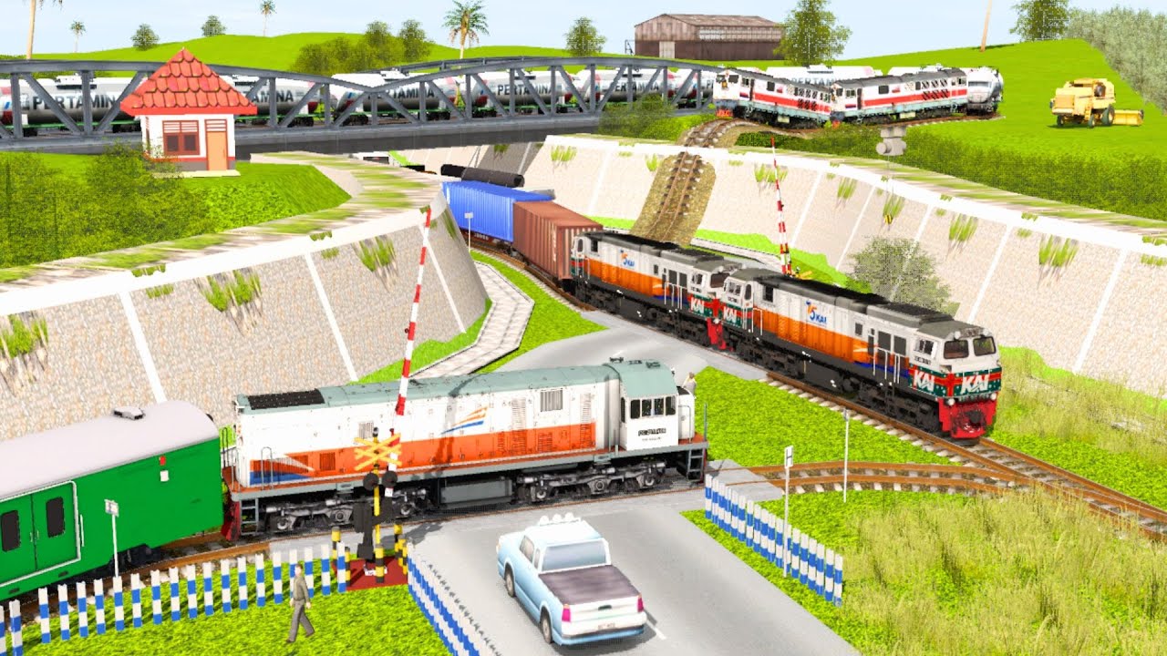 Perlintasan Kereta Api ‼️#270 KERETA API PANJANG BERGANTIAN