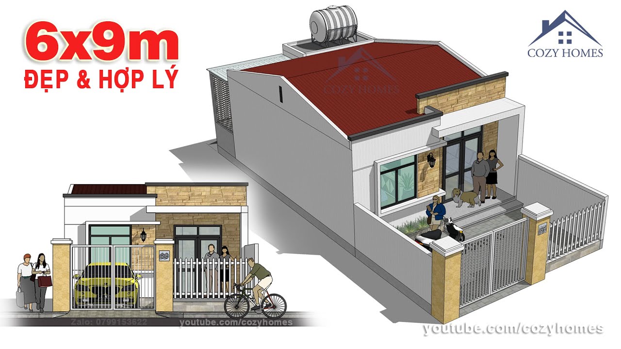 Gợi Ý Mẫu Nhà Cấp 4 Diện Tích 6x9m Với 2 Phòng Ngủ | Cozy Homes