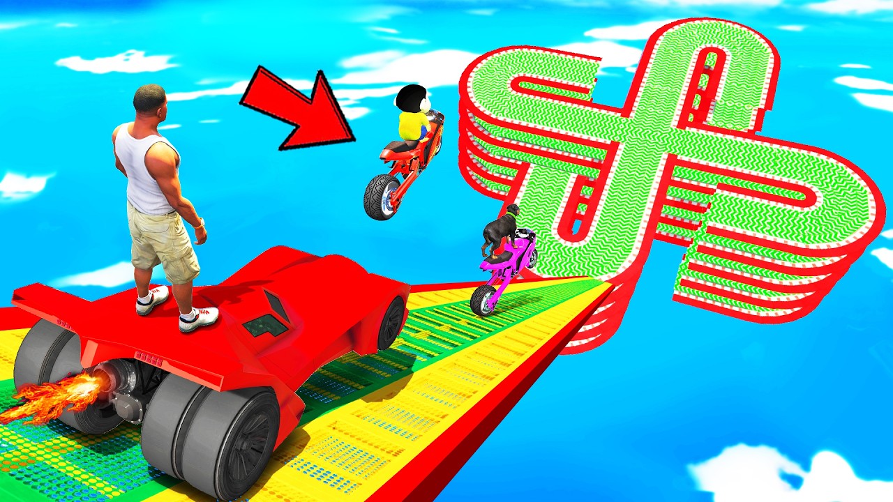 SHINCHAN AND FRANKLIN TRIED THE IMPOSSIBLE X CROSS SPEED BOOSTER MULTI TRACK PARKOUR CHALLENGE GTA 5