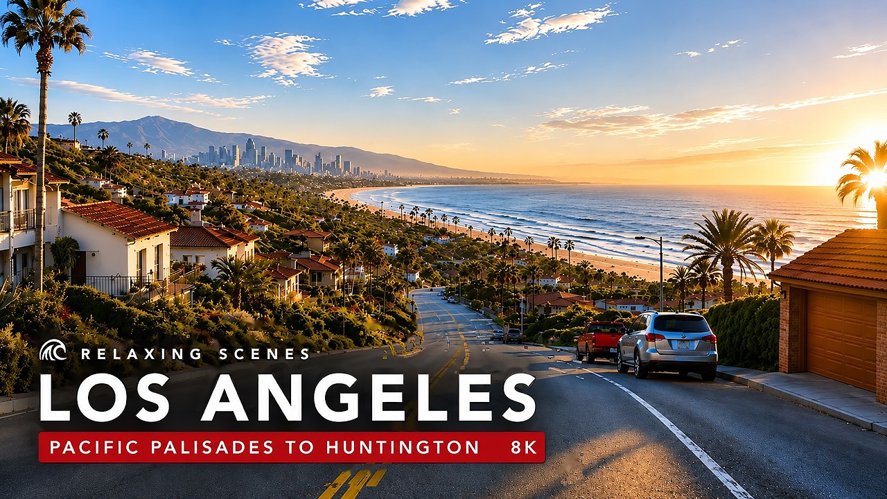 Driving Los Angeles Coastline 8K Dolby Vision HDR - Pacific Palisades to Huntington Beach