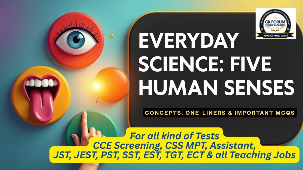 Sense Organs | Five senses of Humans | Everyday Science |  For all kind of Tests| CCE CSS | JST