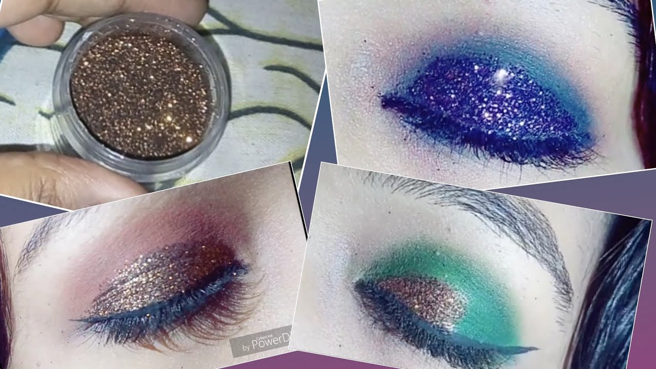 How to apply loose glitter  without glue|| 3 different methods n glittery eye makeup only in 5 min|