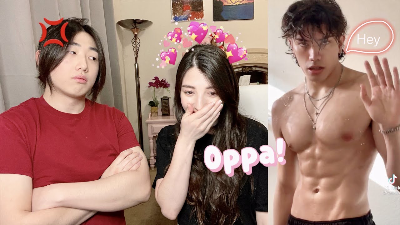 (AMWF) Reacting to TIKTOK GLOW-UP Videos With My Korean Husband **He got upset haha**