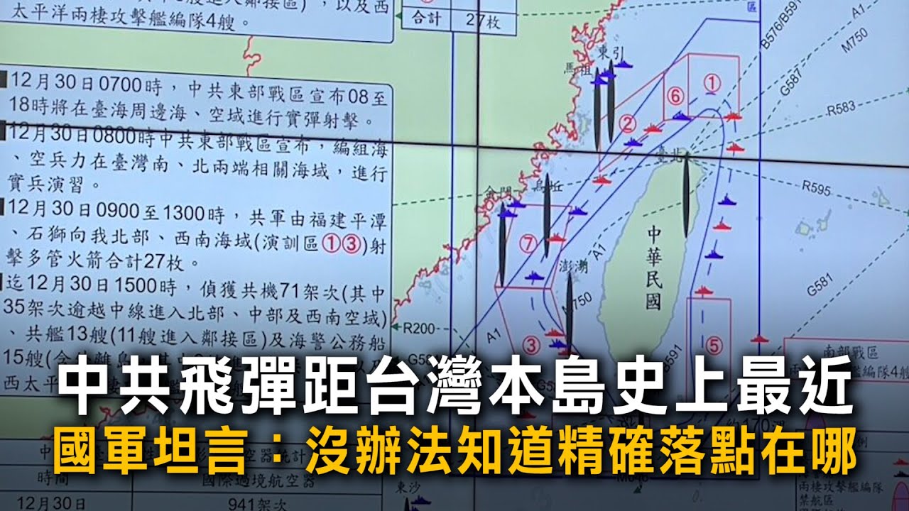 中共飛彈距台灣本島史上最近　國軍坦言：沒辦法知道精確落點在哪