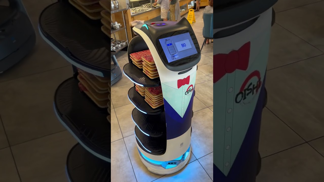 Cute robot delivering food at ooishi shabu in irvine #rainaiscrazy @RainaHuang