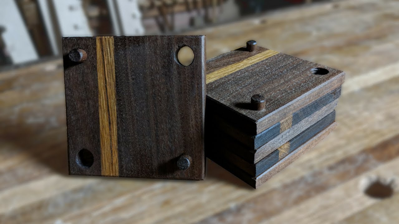 All Hand Tool Traditional Woodworking | Interlocking Wooden Coaster set