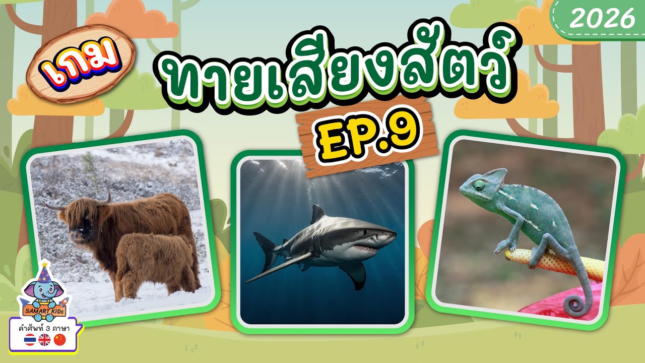 เกมทายเสียงสัตว์ ใหม่! 2026 EP9 | เรียนคำศัพท์พร้อมกัน 3 ภาษา ไทย อังกฤษ จีน | ฝึก IQ | สามารถคิดส์