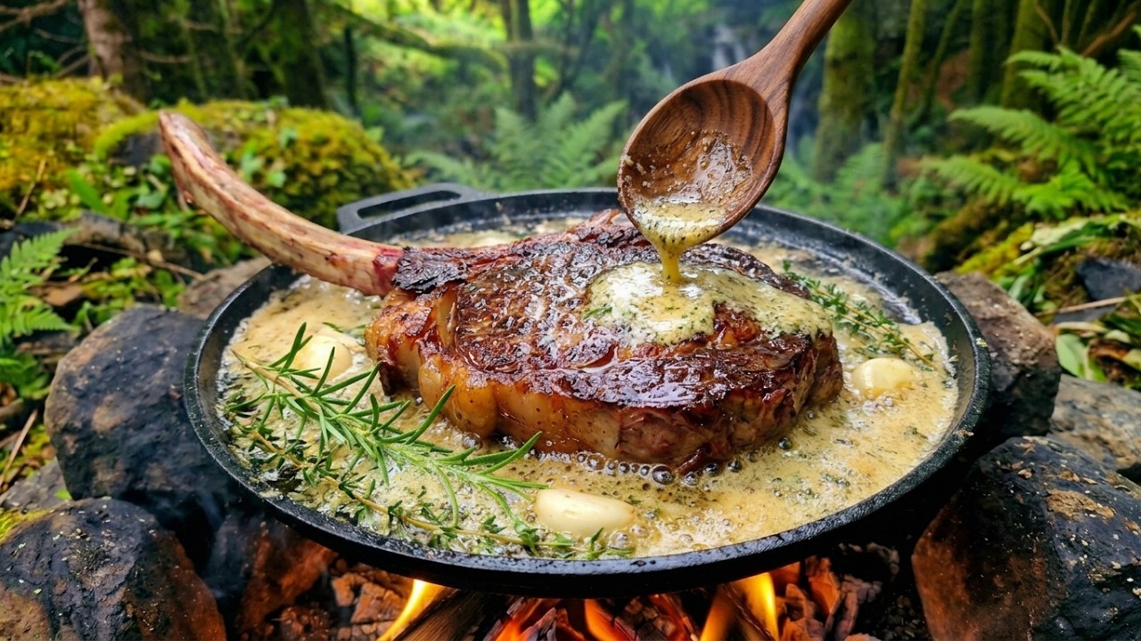 Butter-Basted Tomahawk Steak & Crispy Parmesan Potatoes | The Ultimate Forest Feast
