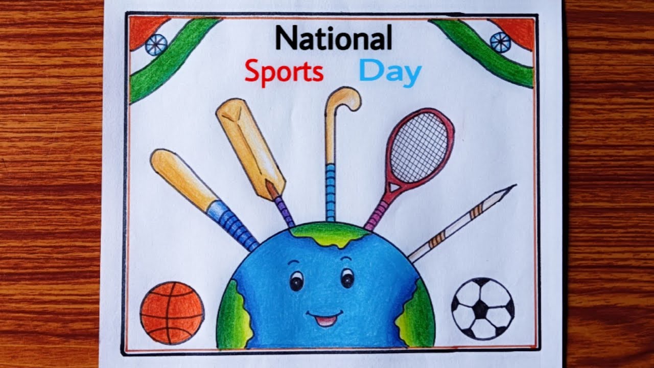 National Sports Day Drawing / Sports Day Poster Drawing / Easy National Sports Day Drawing