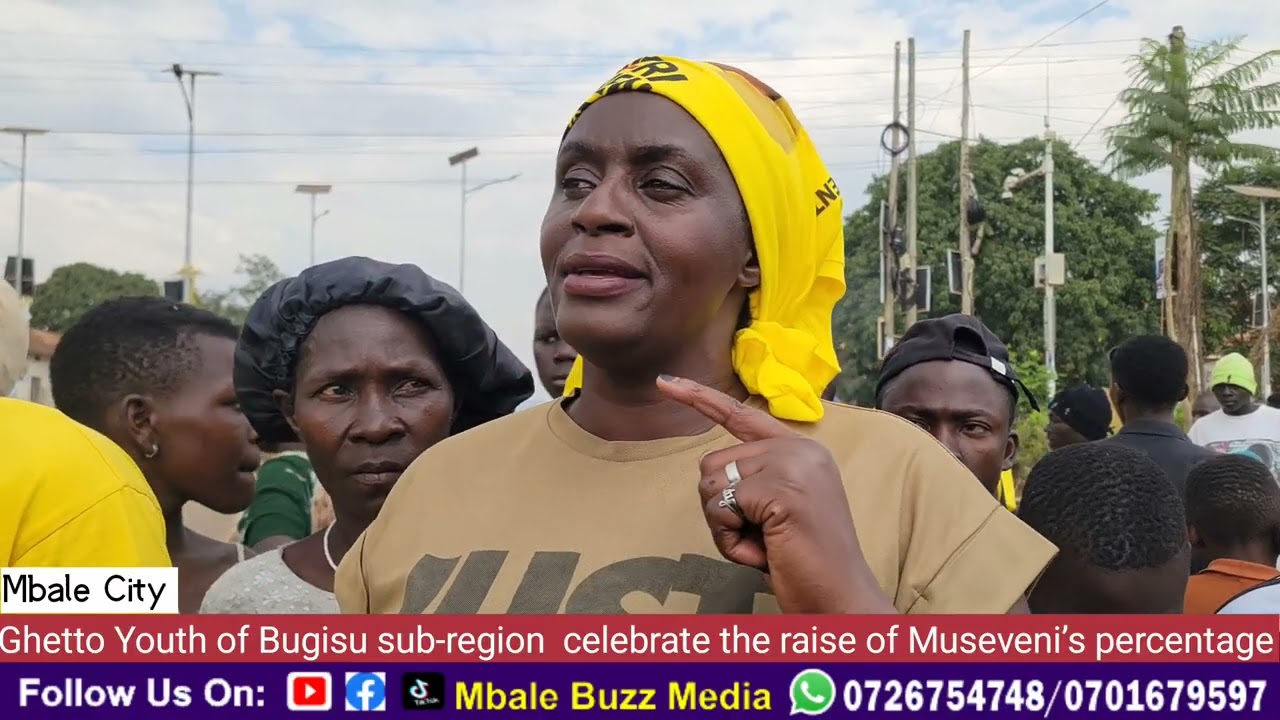 Ghetto Youth in Mbale celebrating after Museveni Museveni raising the percentage. 