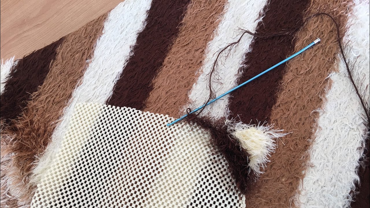 Halı Kaydırmaz Üzerine #Tunus İşi Tekniği İle Paspas Yapımı/#Tunus Work Technique with Mop Making