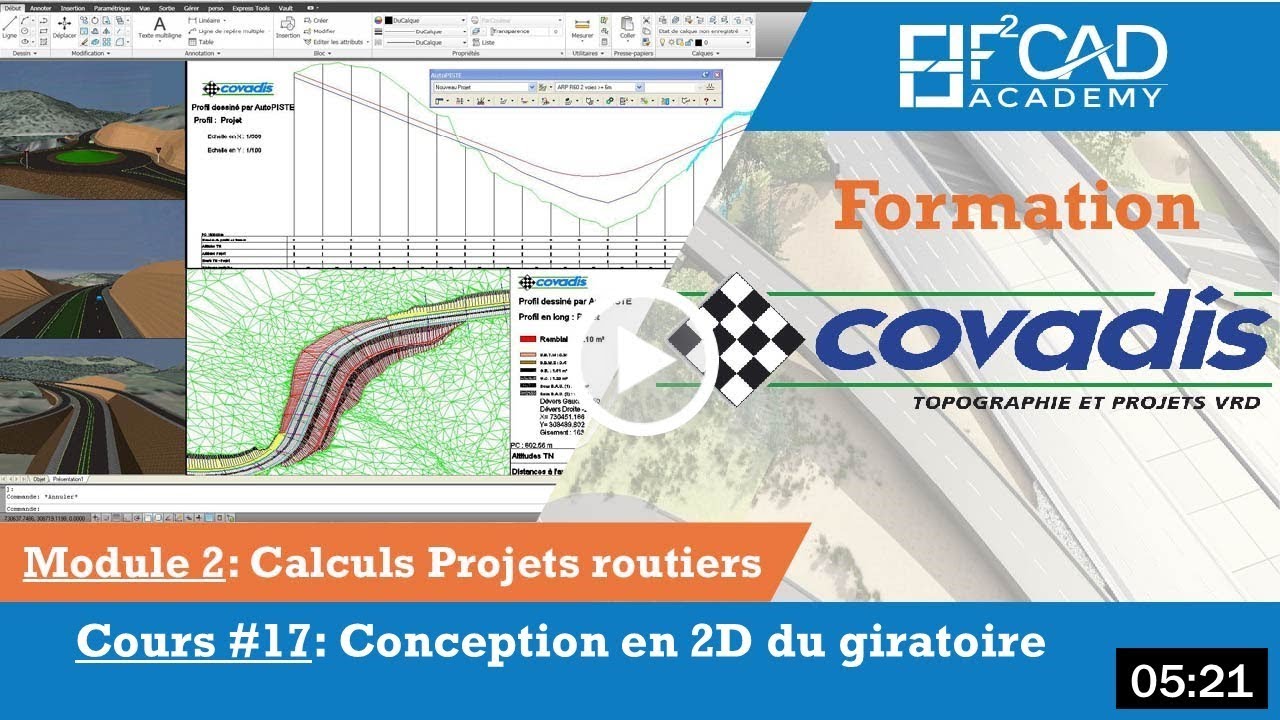 Conception en 2D d'un giratoire sur Covadis