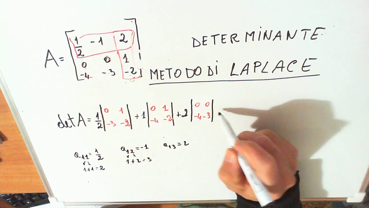 Calcolo di un determinante con il metodo di Laplace. Video Lezioni di Matematica