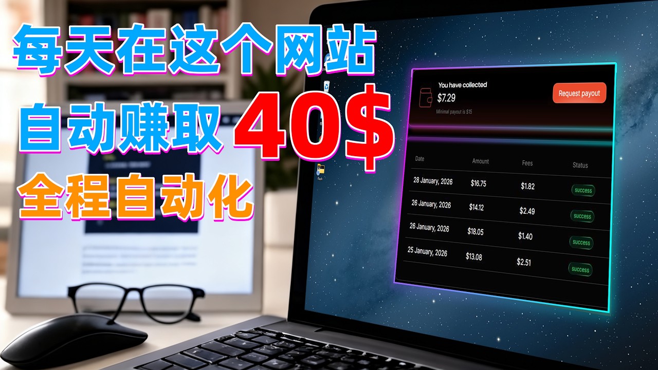 全自动，每天赚40美元，2026年新项目，你该知道的网络副业，网络赚钱，普通打工人副业，网赚项目