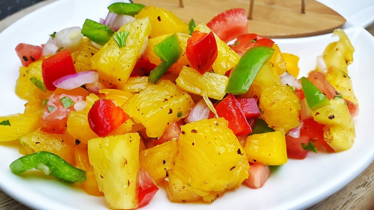 Easy Pineapple Salsa - Refreshing Pineapple Salad - Sweet and Spicy Pineapple Salsa - Tasty, Healthy