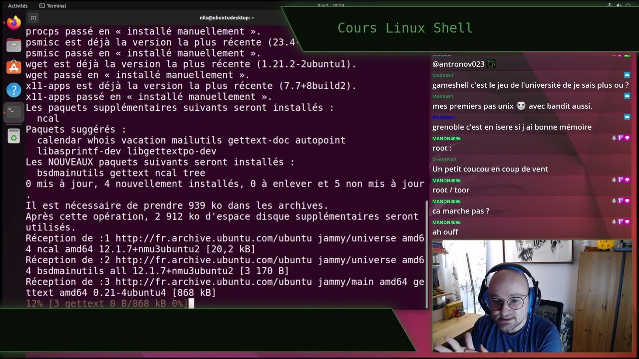 Cours Linux Shell E01 - stream du 8 octobre 2023