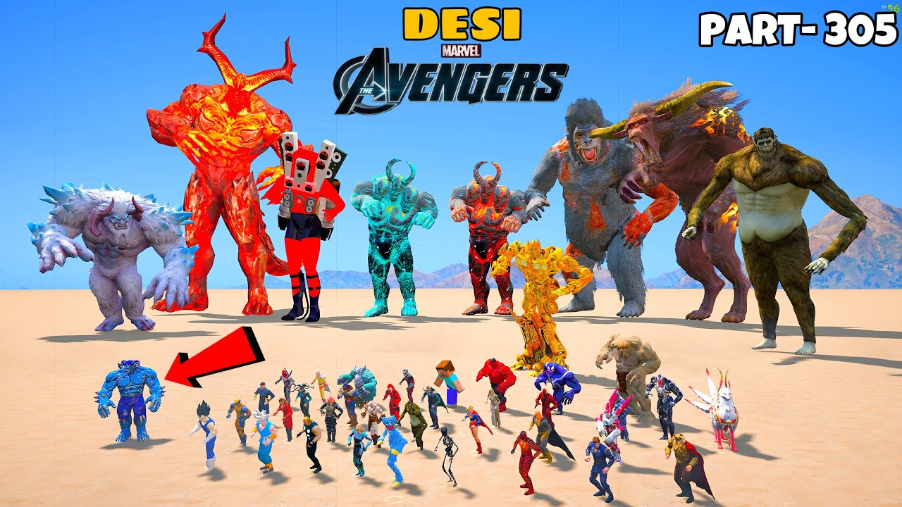 DESI Avengers VS Giant Speakerman Lava Titan and Giant Monsters in GTA 5 | BIGGEST WAR | #305
