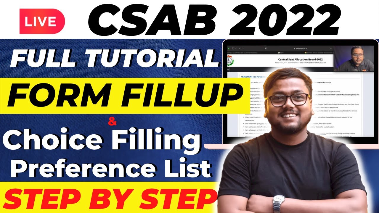 CSAB Registration 2022 Step by Step 📌 | CSAB Choice Filling 2022 | CSAB Counselling 2022 | CSAB