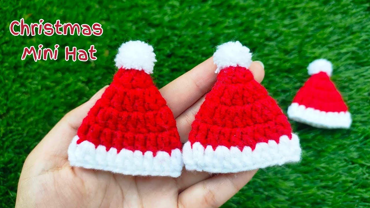 Crochet Christmas mini hat (ခရစ်စမက် ဦးထုပ်ကလစ်ထိုးနည်း)