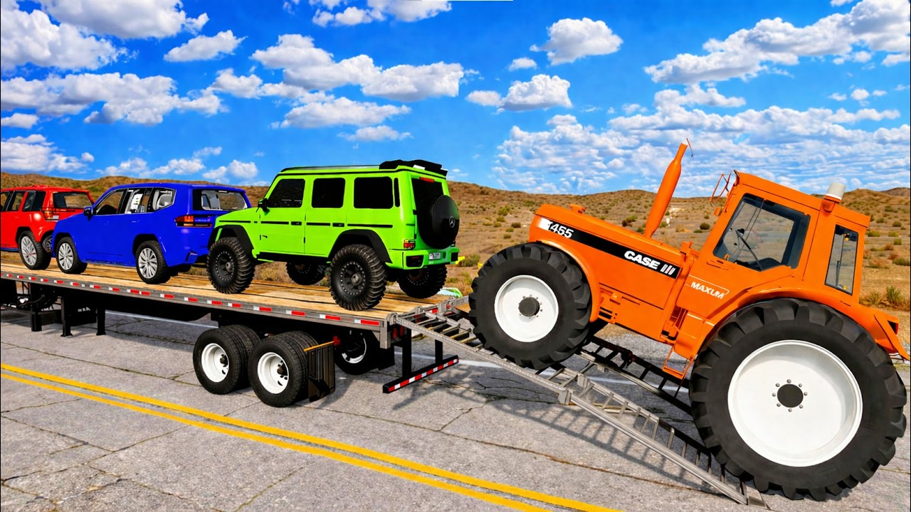 Flatbed Truck Mcqueen | Transportation with Truck - Pothole vs Car #011 - BeamNG.Drive