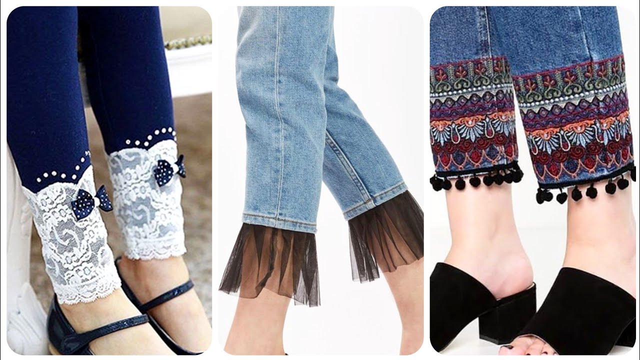 Eye Catching DIY Ideas For Denim Jeans Decorated With Lace Crochet Pompom