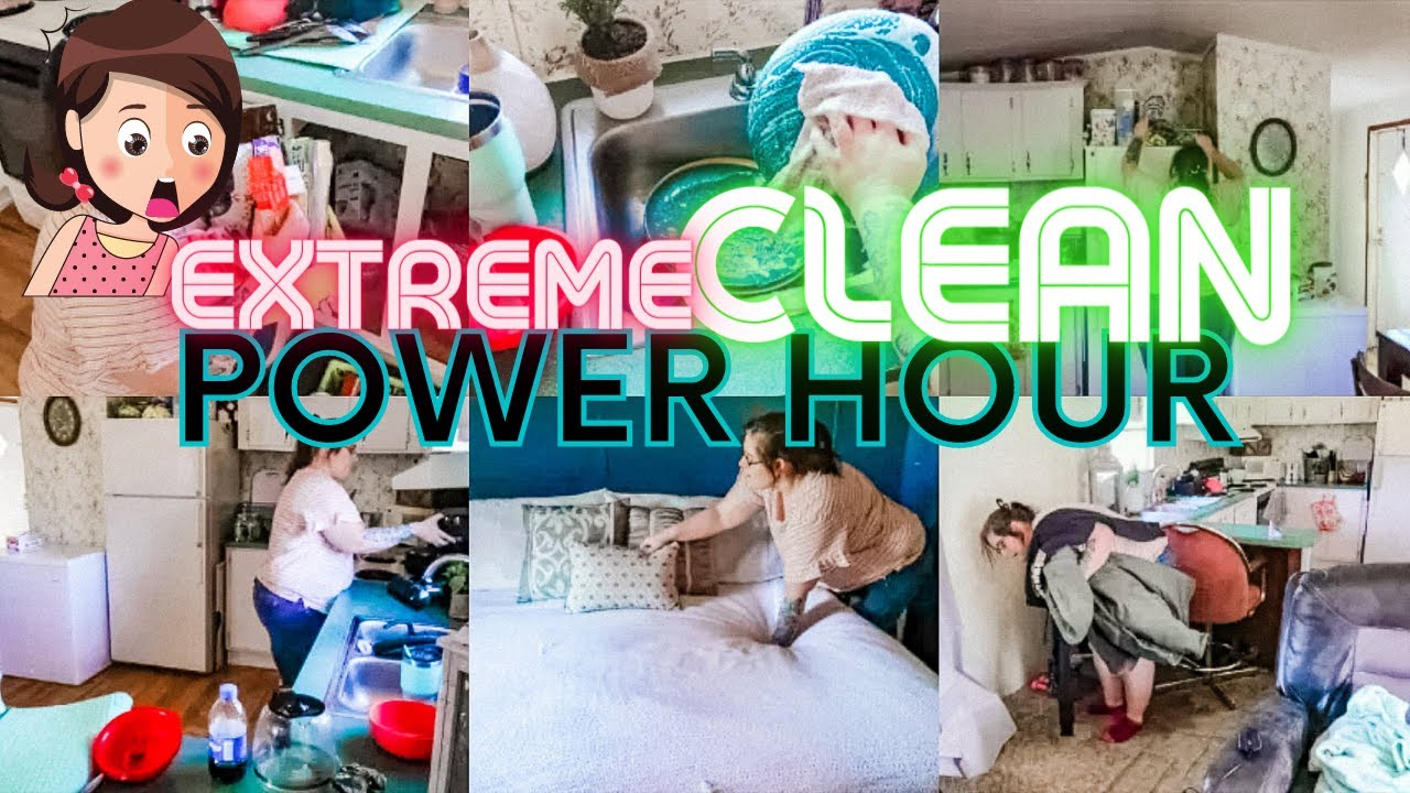 EXTREME MOBILE HOME CLEAN WITH ME | POWER HOUR | CLEANING MOTIVATION | SPEED CLEAN WITH ME