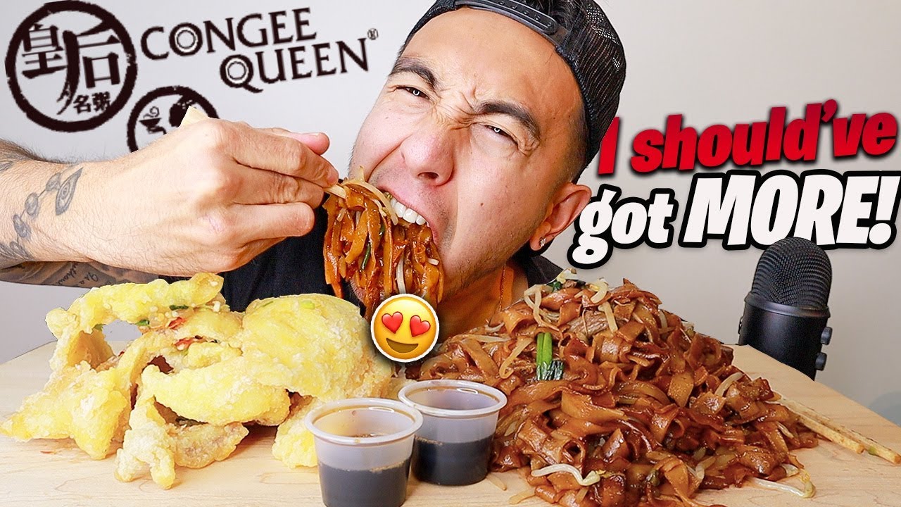 OILY DELICIOUSNESS Rice Noodles w. Soy Sauce + Deep Fried Fish (Congee Queen Mukbang)