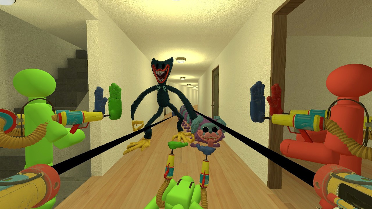 NIGHTMARE & LONG! NIGHTMARE Huggy Wuggy & Pj plug a pillar Chase 100 Players in Liminal Hotel | Gmod