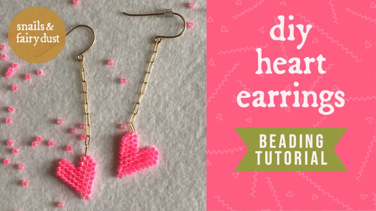 Beaded Heart Valentines Earrings Tutorial